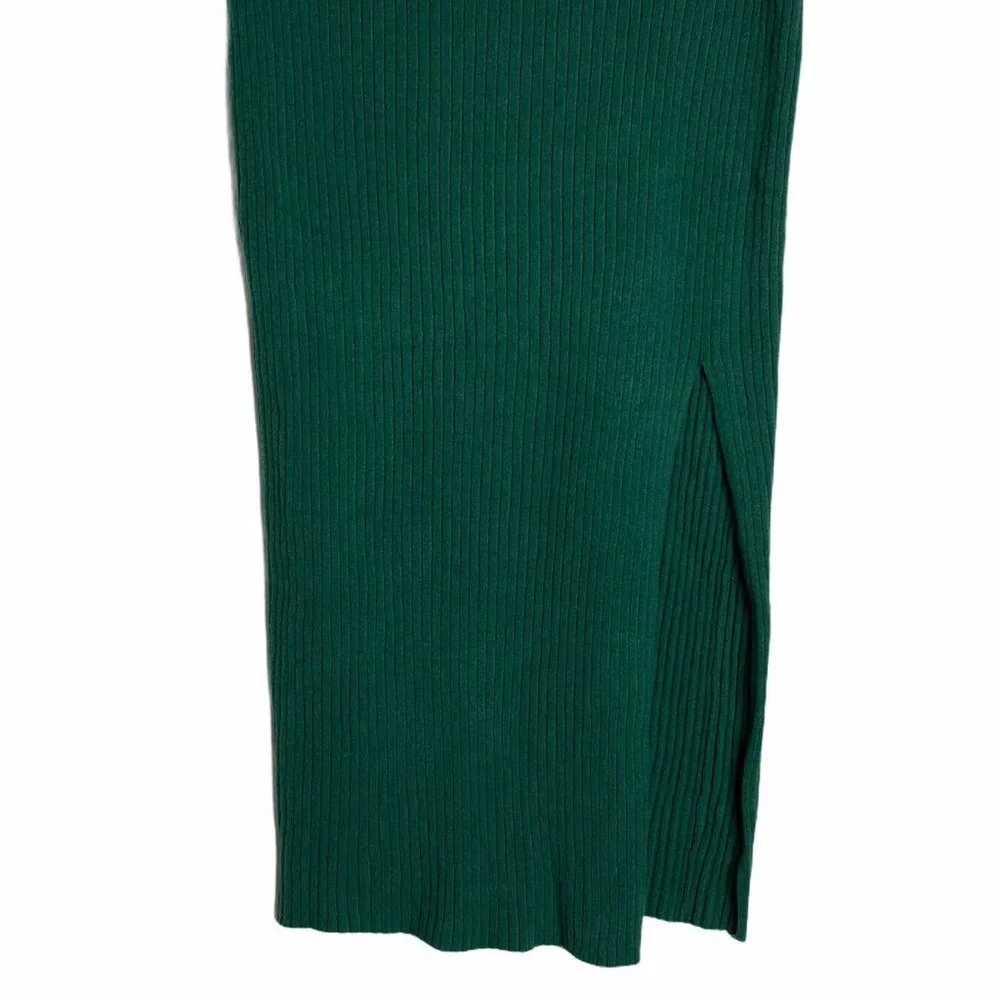 Leith Womens Green Pull‎ On Ribbed Midi Elastic Wai